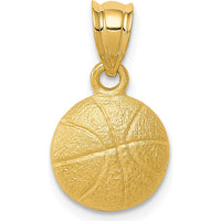 14K Yellow Gold Textured Basketball Charm Pendant - Polished Finish by Oro Pregiato