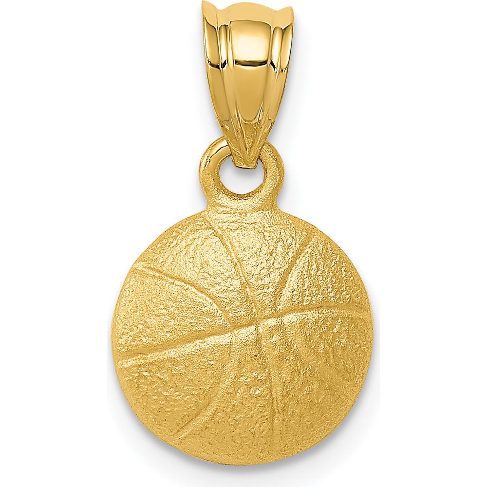 14K Yellow Gold Textured Basketball Charm Pendant - Polished Finish by Oro Pregiato