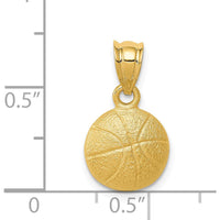 14K Yellow Gold Textured Basketball Charm Pendant - Polished Finish by Oro Pregiato