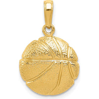 14K Yellow Gold Textured Basketball Pendant with Concave Profile - Polished Finish by Oro Pregiato