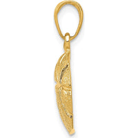 14K Yellow Gold Textured Basketball Pendant with Concave Profile - Polished Finish by Oro Pregiato