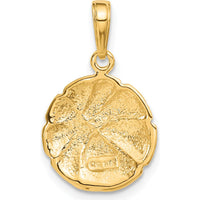 14K Yellow Gold Textured Basketball Pendant with Concave Profile - Polished Finish by Oro Pregiato