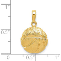 14K Yellow Gold Textured Basketball Pendant with Concave Profile - Polished Finish by Oro Pregiato