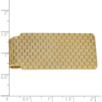 14K Yellow Gold Textured Basketweave Polished Money Clip by Oro Pregiato