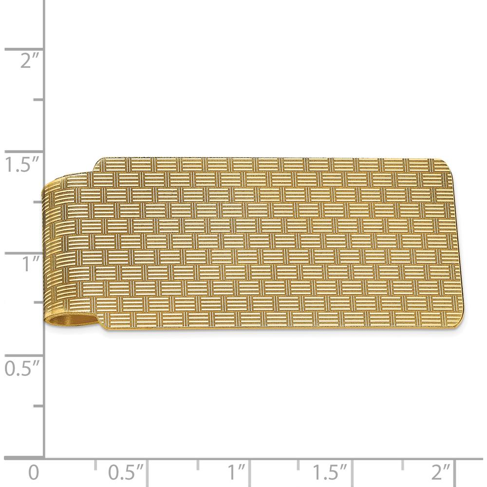 14K Yellow Gold Textured Basketweave Polished Money Clip by Oro Pregiato