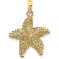14K Yellow Gold Textured Beaded Starfish Pendant Charm by Oro Pregiato