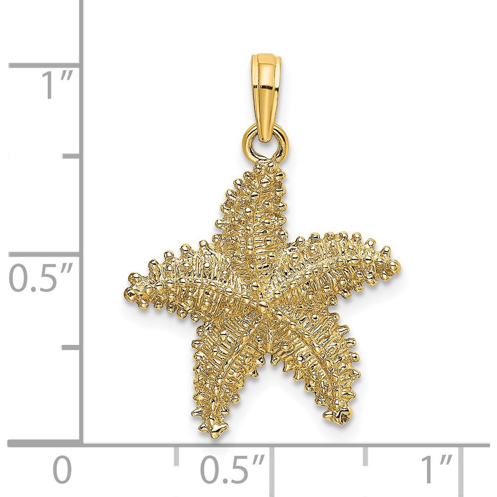 14K Yellow Gold Textured Beaded Starfish Pendant Charm by Oro Pregiato