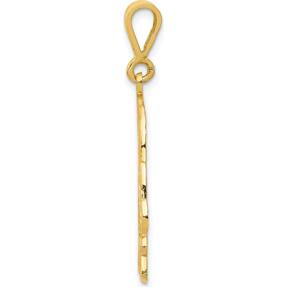 14K Yellow Gold Textured Beagle Dog Pendant - Polished Finish 36mm by Oro Pregiato