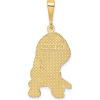 14K Yellow Gold Textured Beagle Dog Pendant - Polished Finish 36mm by Oro Pregiato