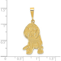 14K Yellow Gold Textured Beagle Dog Pendant - Polished Finish 36mm by Oro Pregiato