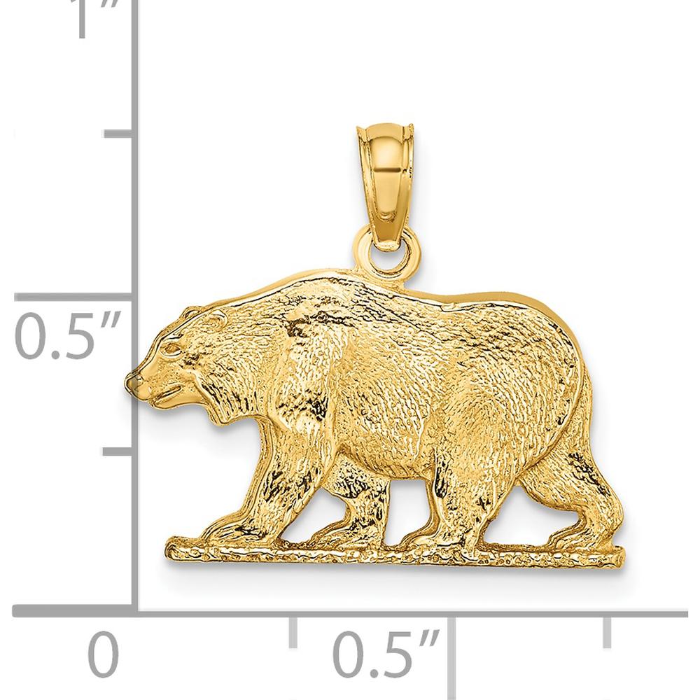 14K Yellow Gold Textured Bear Charm Pendant - Nature Inspired Symbol of Strength by Oro Pregiato