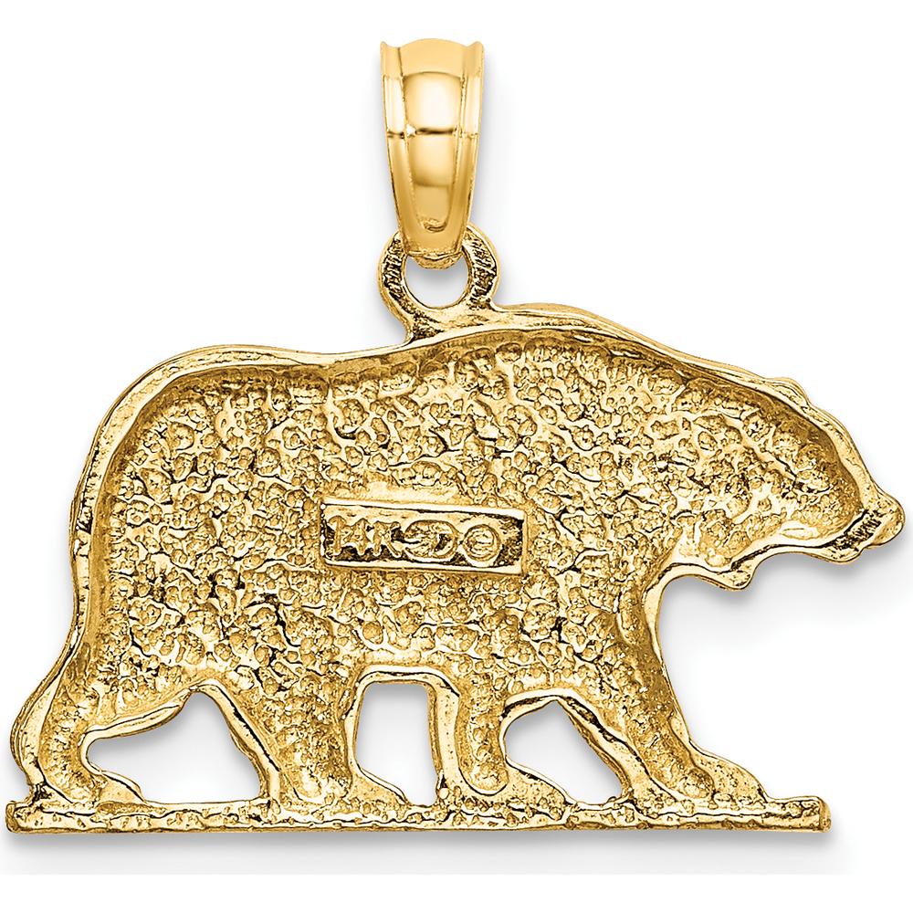 14K Yellow Gold Textured Bear Charm Pendant - Nature Inspired Symbol of Strength by Oro Pregiato