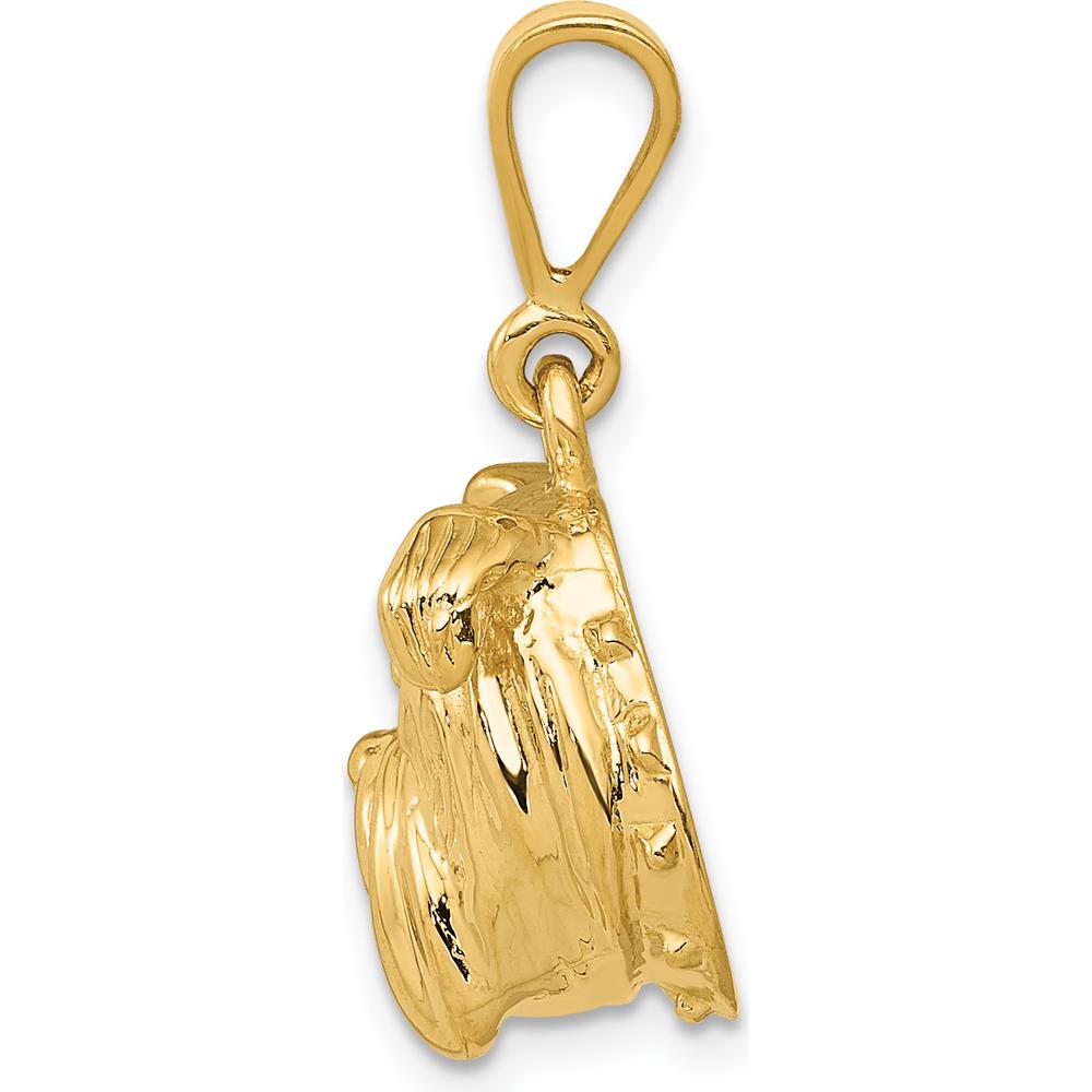 14K Yellow Gold Textured Bulldog Pendant - Polished Finish by Oro Pregiato