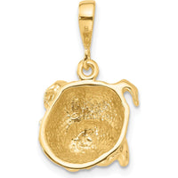 14K Yellow Gold Textured Bulldog Pendant - Polished Finish by Oro Pregiato