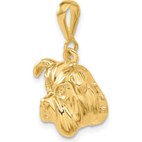 14K Yellow Gold Textured Bulldog Pendant - Polished Finish by Oro Pregiato