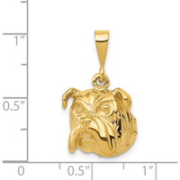 14K Yellow Gold Textured Bulldog Pendant - Polished Finish by Oro Pregiato
