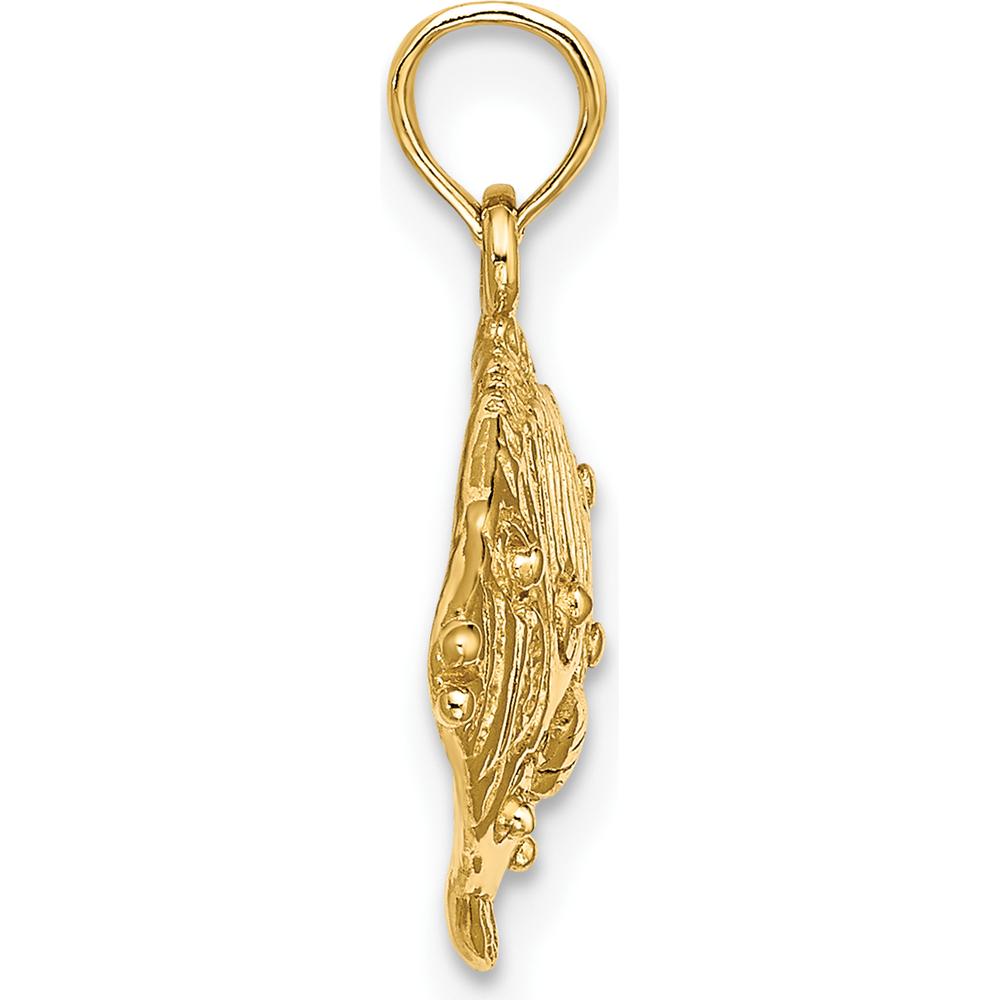 14K Yellow Gold Textured Butterfly Fish Pendant Charm by Oro Pregiato