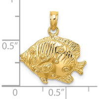 14K Yellow Gold Textured Butterfly Fish Pendant Charm by Oro Pregiato