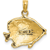 14K Yellow Gold Textured Butterfly Fish Pendant Charm by Oro Pregiato