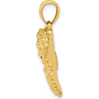 14K Yellow Gold Textured Butterfly Pendant - 29mm Width by Oro Pregiato