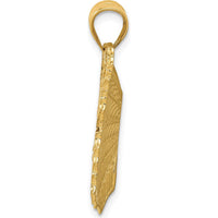14K Yellow Gold Textured Butterfly Pendant - Polished, 28mm Length by Oro Pregiato
