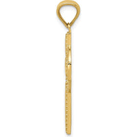 14K Yellow Gold Textured Celtic Cross Pendant - 34mm Length, 20mm Width by Oro Pregiato