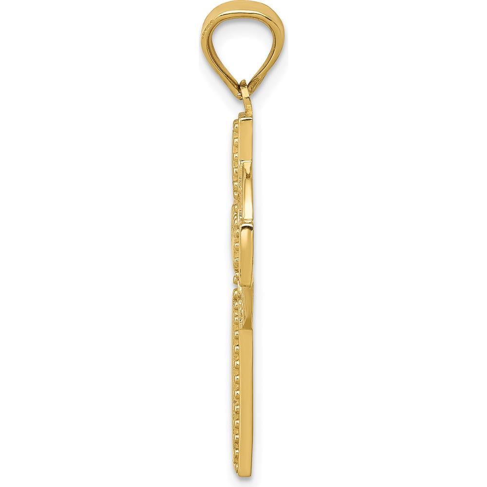 14K Yellow Gold Textured Celtic Cross Pendant - 34mm Length, 20mm Width by Oro Pregiato
