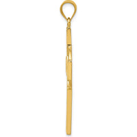 14K Yellow Gold Textured Celtic Cross Pendant - 43mm Length by Oro Pregiato
