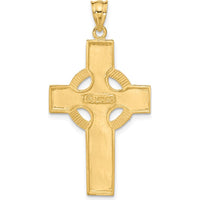 14K Yellow Gold Textured Celtic Cross Pendant - 43mm Length by Oro Pregiato