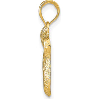 14K Yellow Gold Textured Chai Pendant - Symbol of Faith and Life by Oro Pregiato