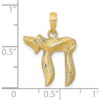 14K Yellow Gold Textured Chai Pendant - Symbol of Faith and Life by Oro Pregiato