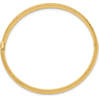 14K Yellow Gold Textured Children's Hinged Bangle - 6 Inches, 4.75mm Width by Oro Pregiato