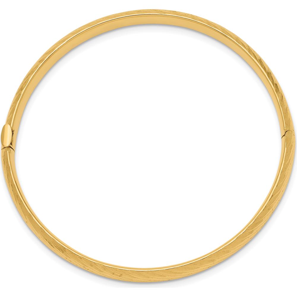 14K Yellow Gold Textured Children's Hinged Bangle - 6 Inches, 4.75mm Width by Oro Pregiato