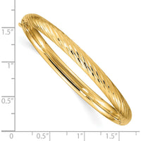 14K Yellow Gold Textured Children's Hinged Bangle - 6 Inches, 4.75mm Width by Oro Pregiato