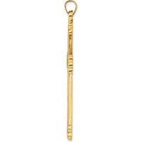 14K Yellow Gold Textured Circle Center Cross Pendant - 55.63mm Length by Oro Pregiato