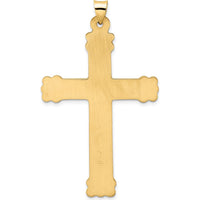 14K Yellow Gold Textured Circle Center Cross Pendant - 55.63mm Length by Oro Pregiato