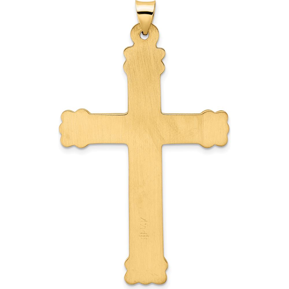 14K Yellow Gold Textured Circle Center Cross Pendant - 55.63mm Length by Oro Pregiato