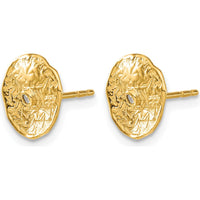 14K Yellow Gold Textured Circle Diamond Stud Earrings - 0.015 Carat Total Diamond Weight by Monteluci Fine Jewelry