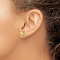 14K Yellow Gold Textured Circle Diamond Stud Earrings - 0.015 Carat Total Diamond Weight by Monteluci Fine Jewelry
