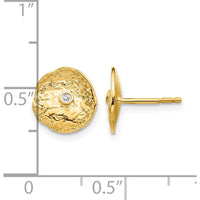 14K Yellow Gold Textured Circle Diamond Stud Earrings - 0.015 Carat Total Diamond Weight by Monteluci Fine Jewelry