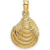 14K Yellow Gold Textured Clam Shell Pendant Charm by Oro Pregiato