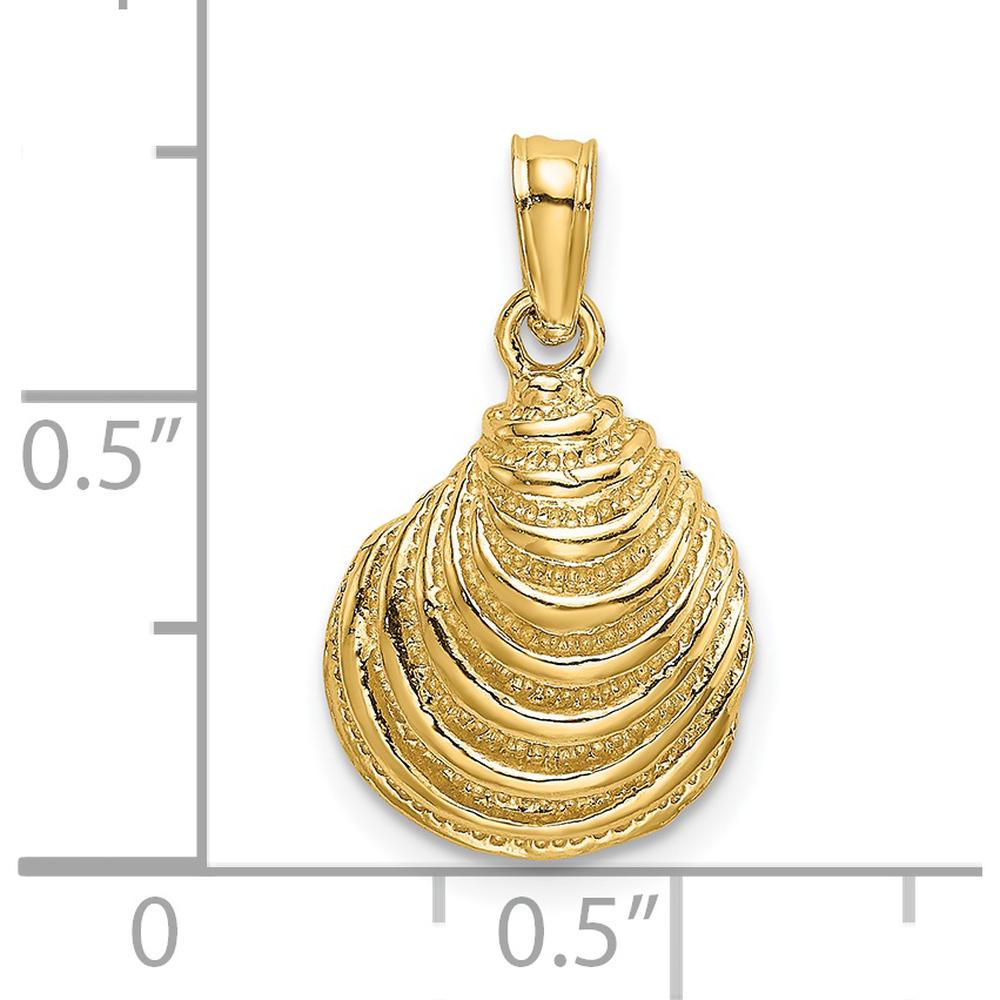 14K Yellow Gold Textured Clam Shell Pendant Charm by Oro Pregiato