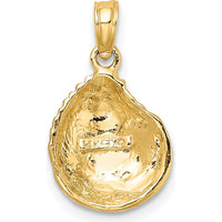 14K Yellow Gold Textured Clam Shell Pendant Charm by Oro Pregiato