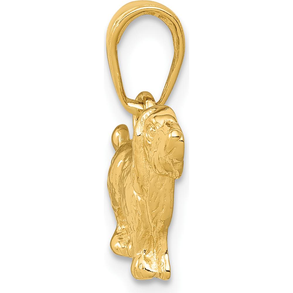 14K Yellow Gold Textured Cocker Spaniel Dog Pendant - Solid Casted Charm by Oro Pregiato