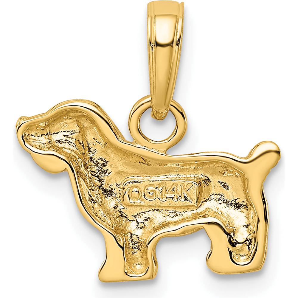 14K Yellow Gold Textured Cocker Spaniel Dog Pendant - Solid Casted Charm by Oro Pregiato
