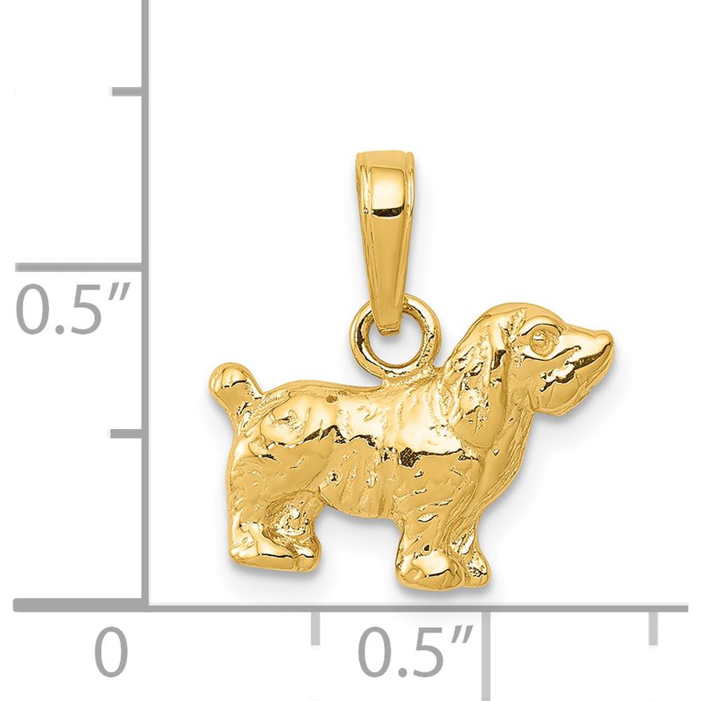 14K Yellow Gold Textured Cocker Spaniel Dog Pendant - Solid Casted Charm by Oro Pregiato