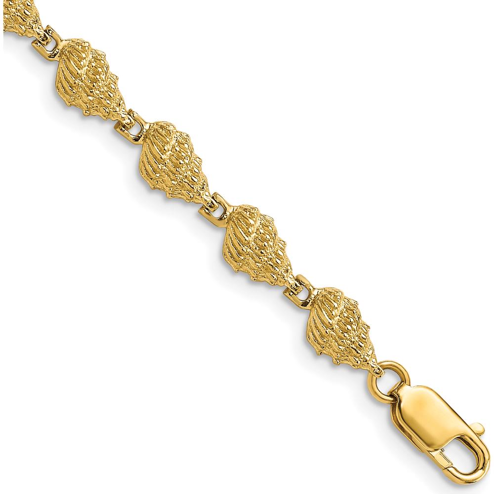 14K Yellow Gold Textured Conch Shell 7" Bracelet by Oro Pregiato