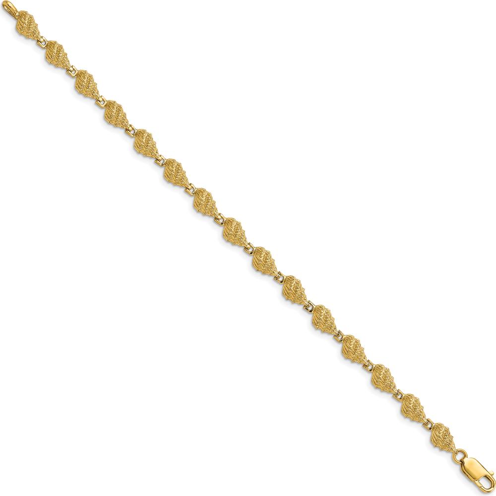 14K Yellow Gold Textured Conch Shell 7" Bracelet by Oro Pregiato