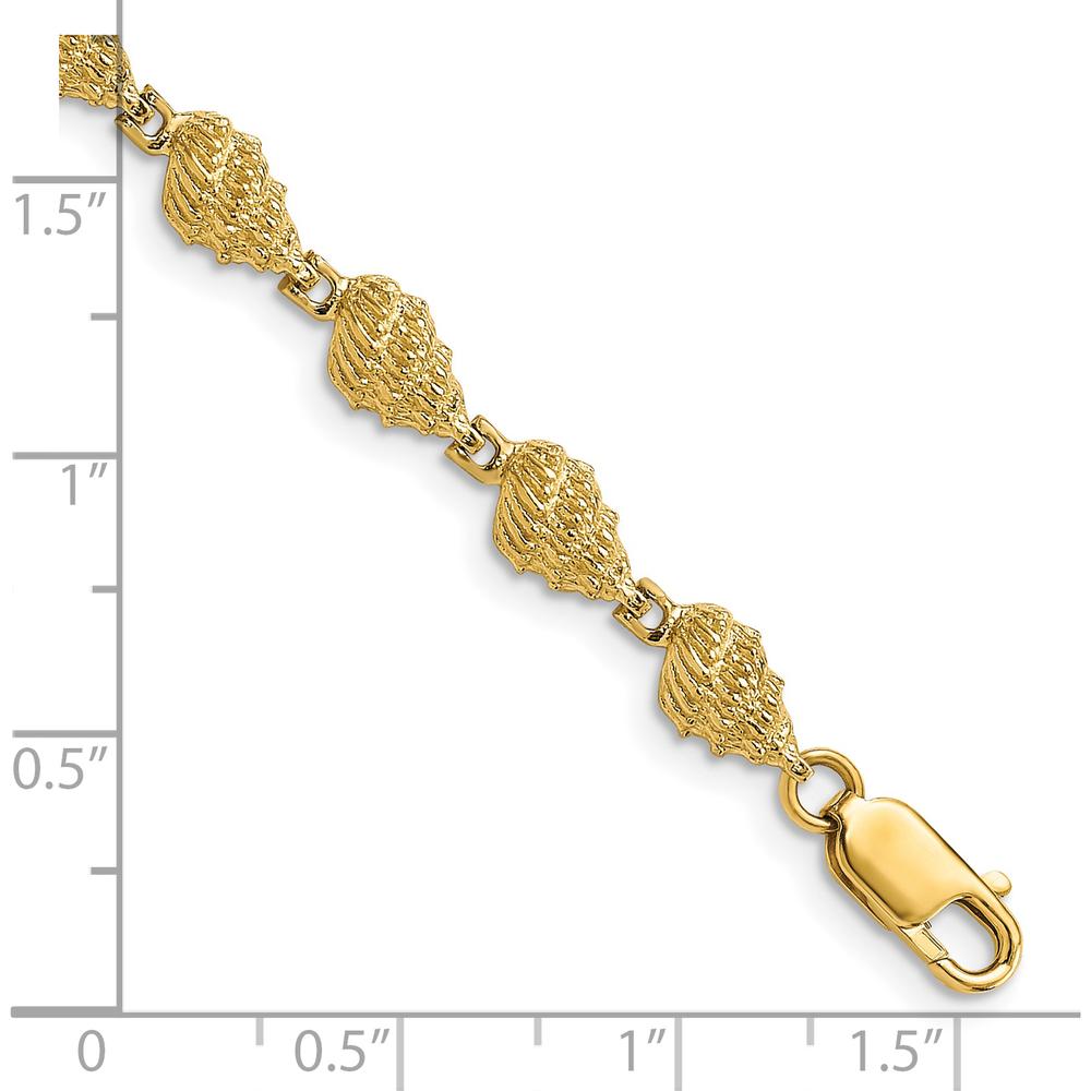 14K Yellow Gold Textured Conch Shell 7" Bracelet by Oro Pregiato