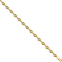 14K Yellow Gold Textured Conch Shell Bracelet - 7.25" Length, Polished Finish by Oro Pregiato